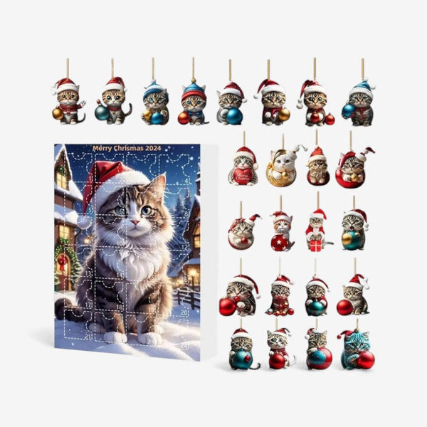 Calendrier de l'Avent Chats – 24 décorations de Noël à suspendre