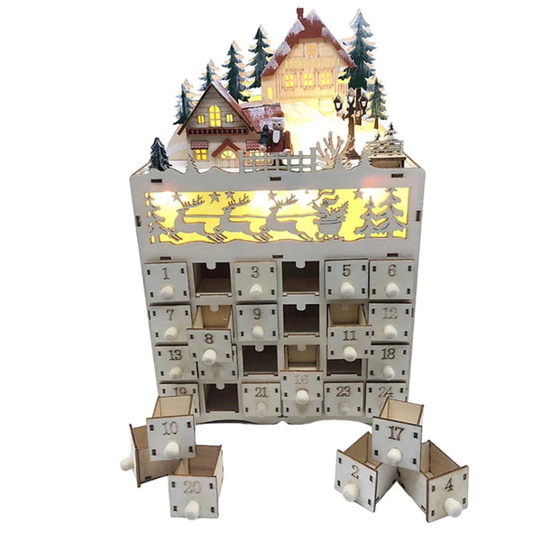 Calendrier de l'Avent en bois – village de rennes, 24 cases