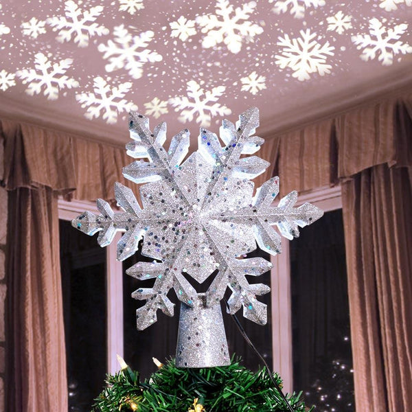 Cime de sapin lumineuse – projecteur LED de flocons rotatifs