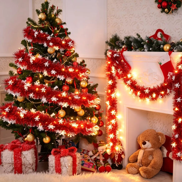 Guirlande lumineuse de Noël 2 m – flocons suspendus rouges