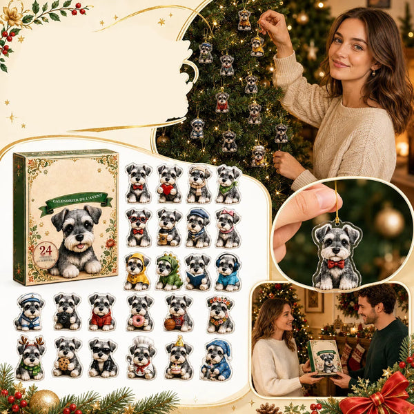 Calendrier de l'Avent schnauzer – 24 ornements en acrylique
