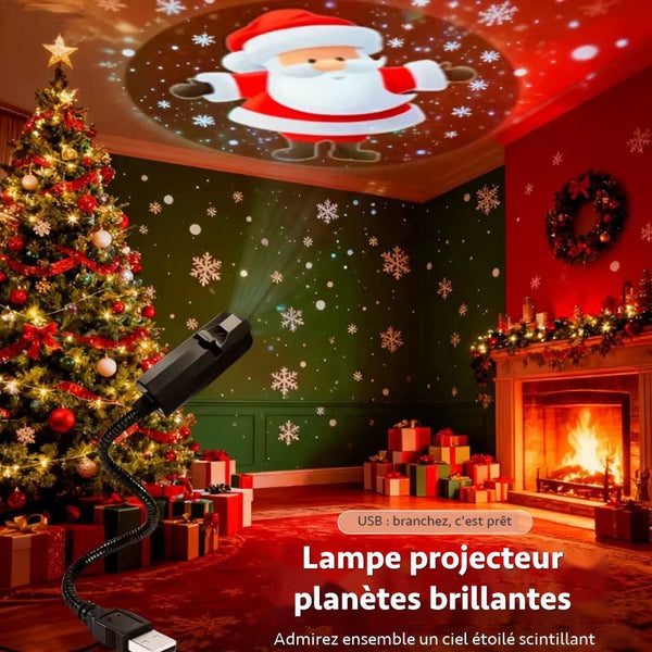 Projecteur LED de Noël USB – rennes et flocons