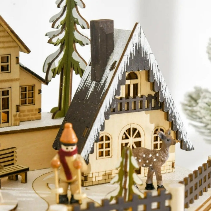 Calendrier de l'Avent en bois – Village de Noël lumineux