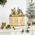 Calendrier de l'Avent en bois – Village de Noël lumineux