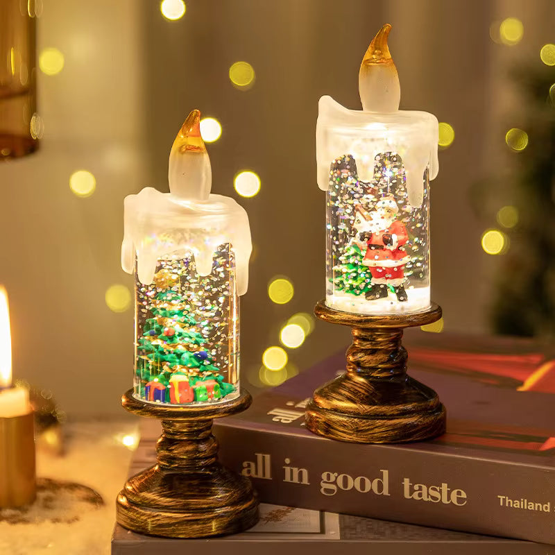 Boule à neige lumineuse – veilleuse LED Père Noël ou sapin