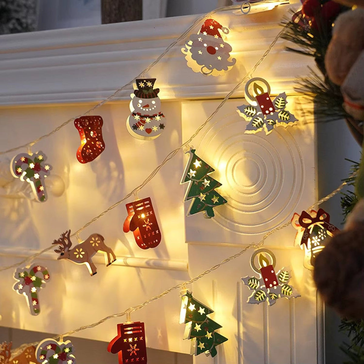 Guirlande lumineuse à piles – motifs de Noël