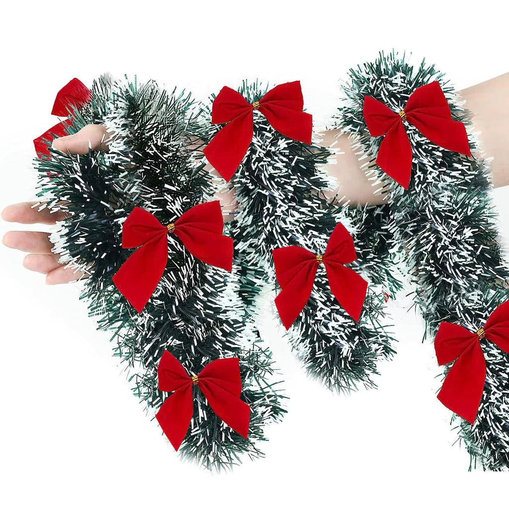 Guirlande de Noël en lamelles rouges – avec nœuds