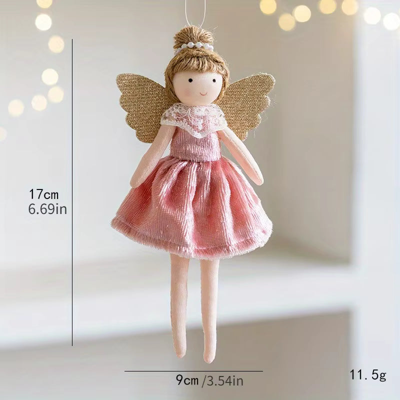 Ornement de sapin ange – jupe en tulle et bois de renne