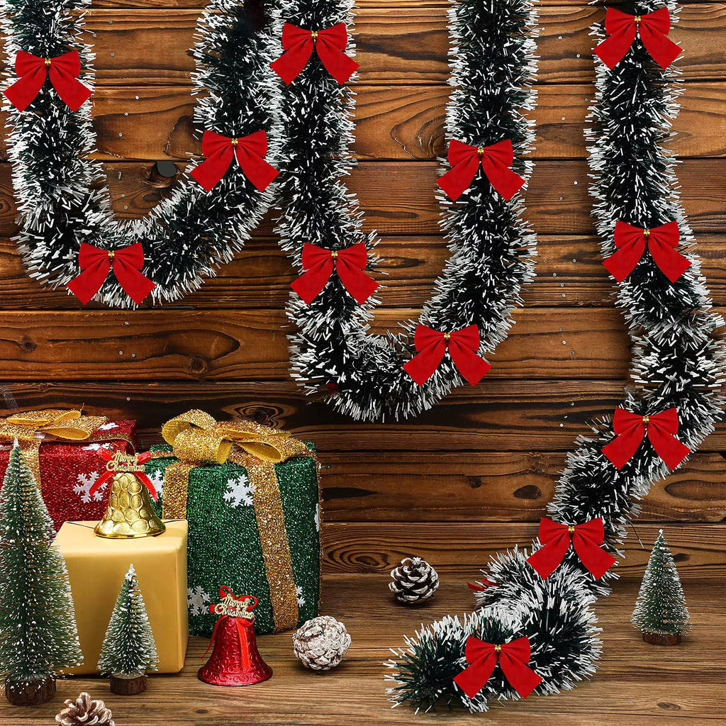 Guirlande de Noël en lamelles rouges – avec nœuds