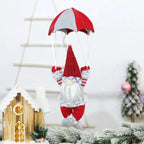Père Noël parachutiste en peluche – suspension de sapin