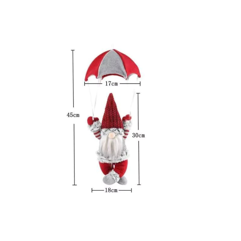 Père Noël parachutiste en peluche – suspension de sapin