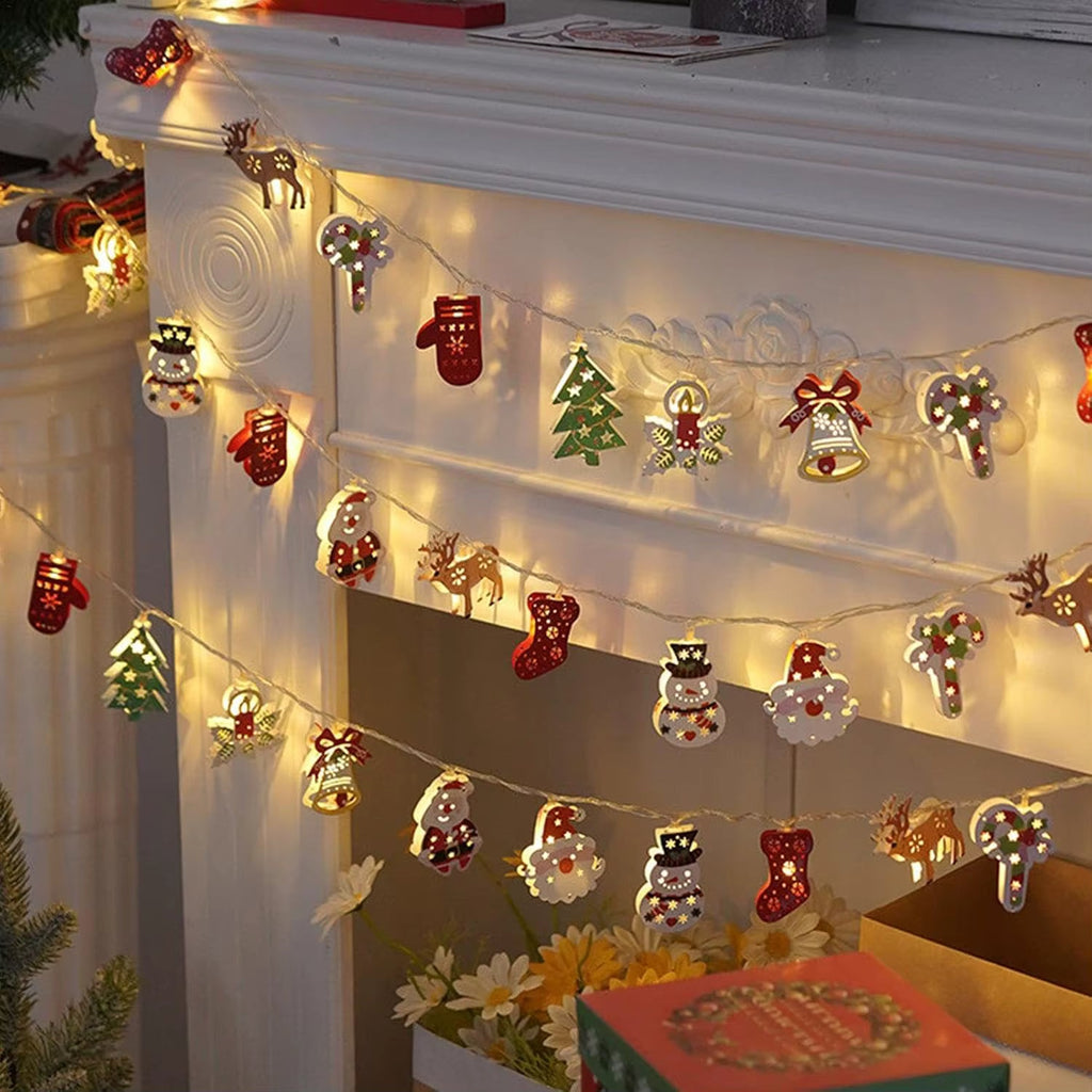 Guirlande lumineuse à piles – motifs de Noël