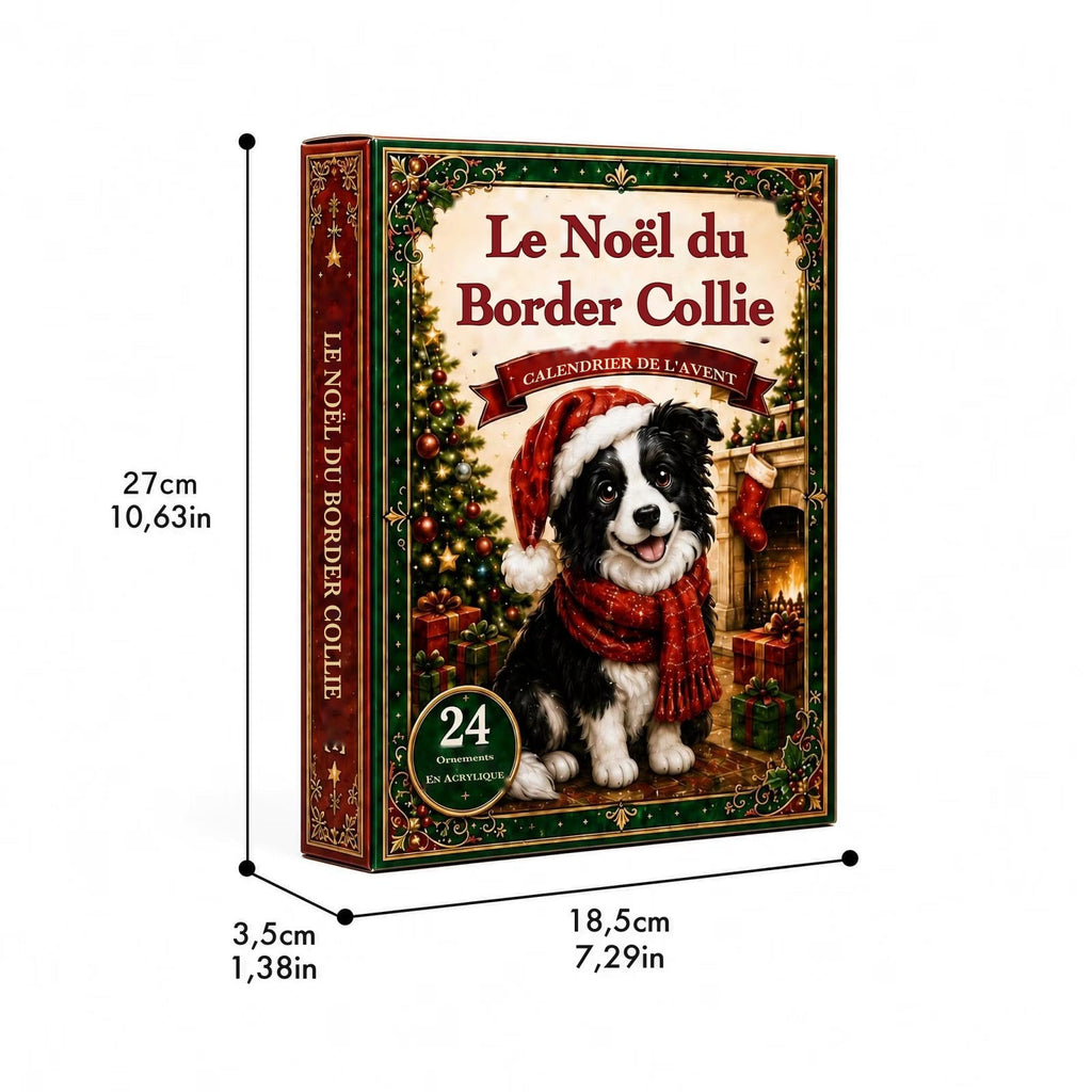 Calendrier de l'Avent border collie – 24 pendentifs acrylique