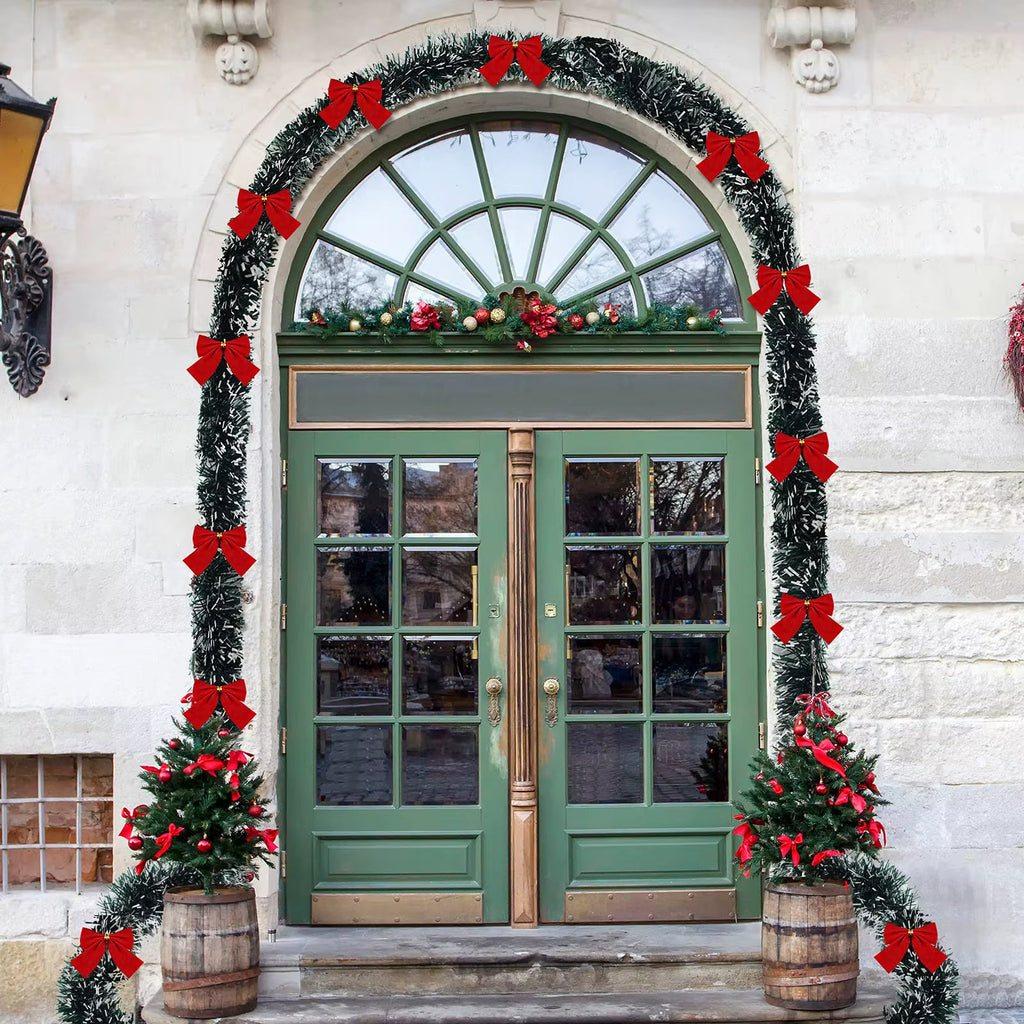 Guirlande de Noël en lamelles rouges – avec nœuds