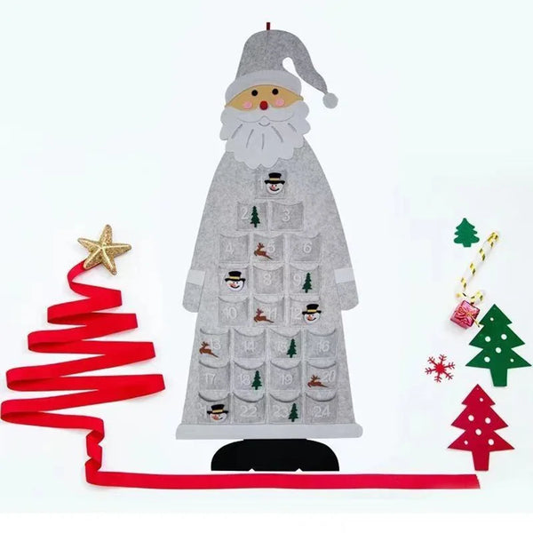Calendrier de l'Avent en feutre Père Noël – 24 poches murales