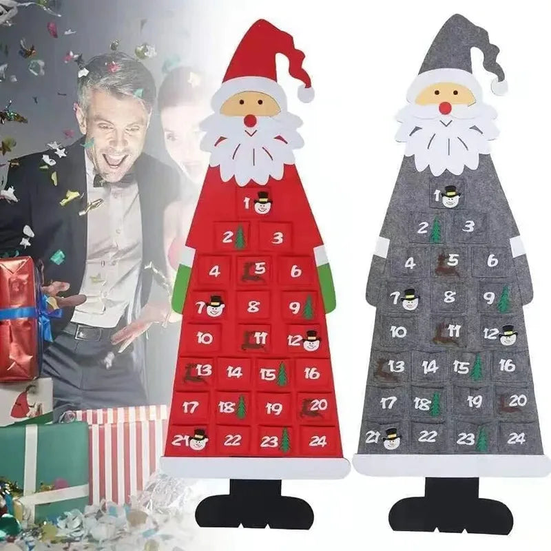 Calendrier de l'Avent en feutre Père Noël – 24 poches murales