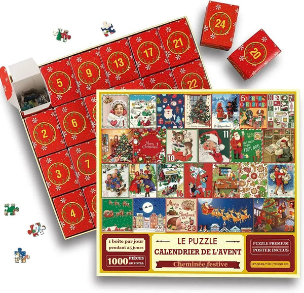 Calendrier de l'Avent puzzle 1008 pièces – cheminée festive