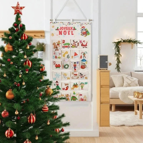 Calendrier de l'Avent en tissu – 24 poches réutilisables