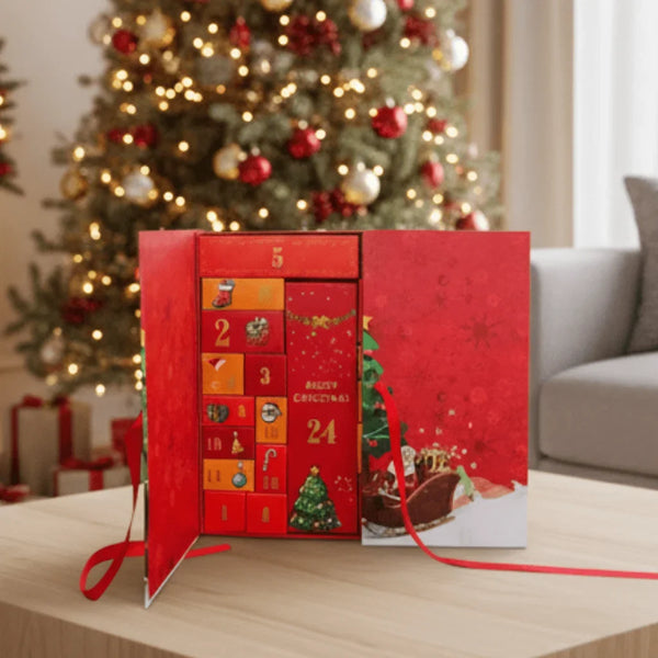 Calendrier de l'Avent Père Noël – coffret 24 cases en carton