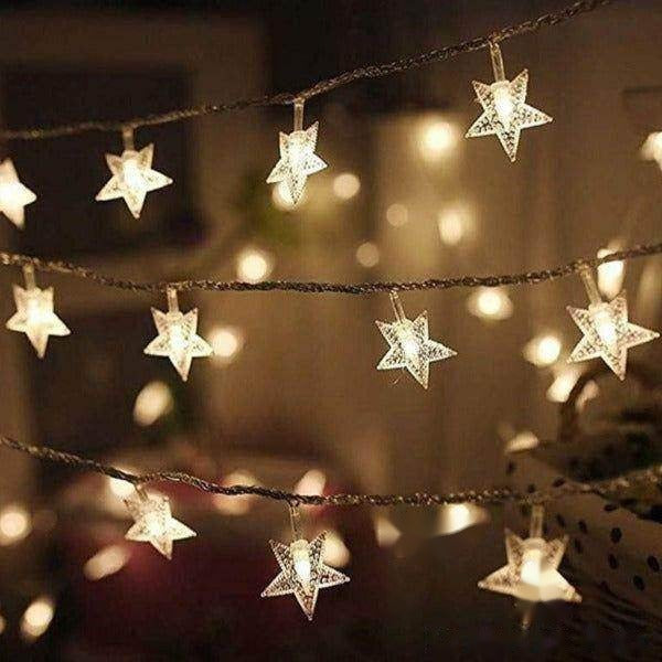 Guirlande lumineuse étoiles – LED à piles, intérieur et extérieur