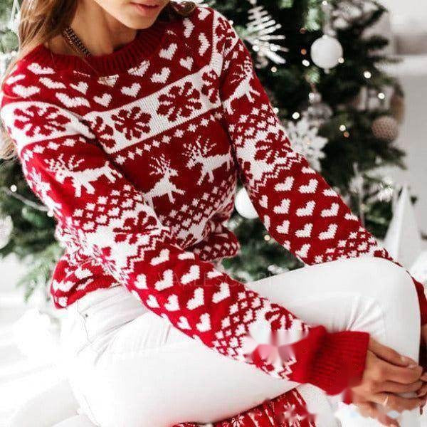 Pull de Noël femme – Maille douce rouge ou blanc