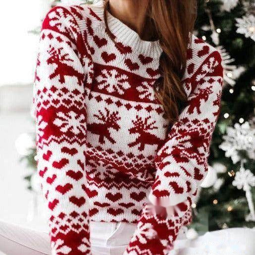 Pull de Noël femme – Maille douce rouge ou blanc