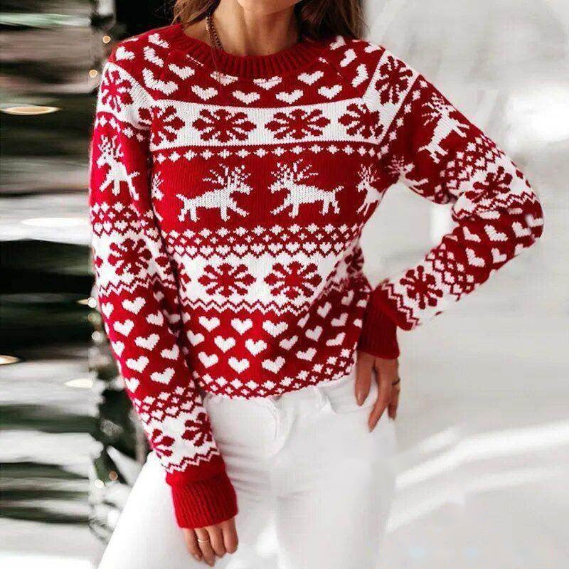 Pull de Noël femme – Maille douce rouge ou blanc
