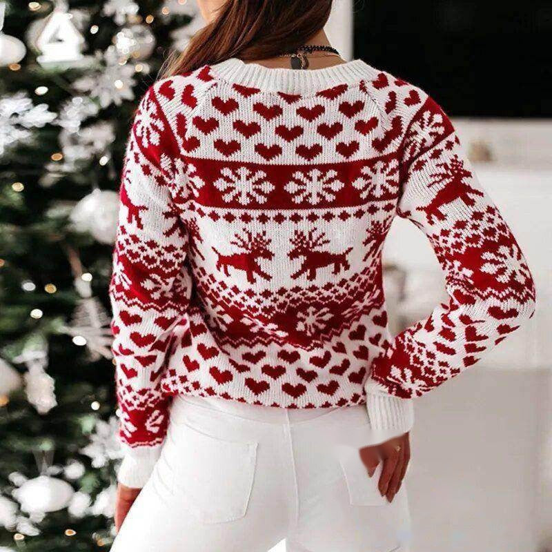 Pull de Noël femme – Maille douce rouge ou blanc