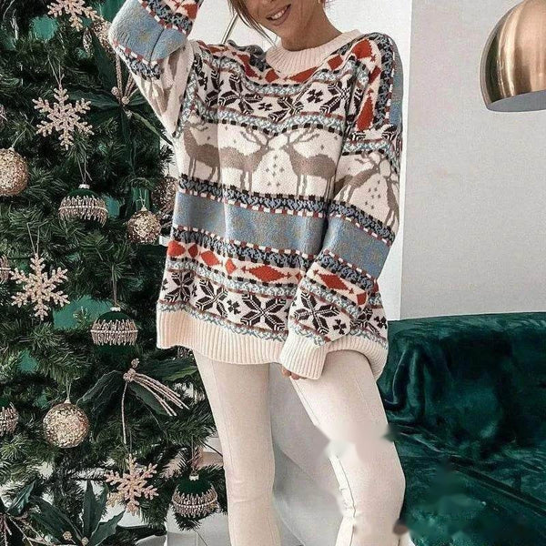 Pull de Noël femme élégant – Marron, vert ou beige