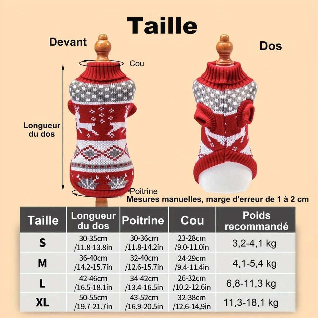 Pull de Noël pour chien en maille – tailles S à XL