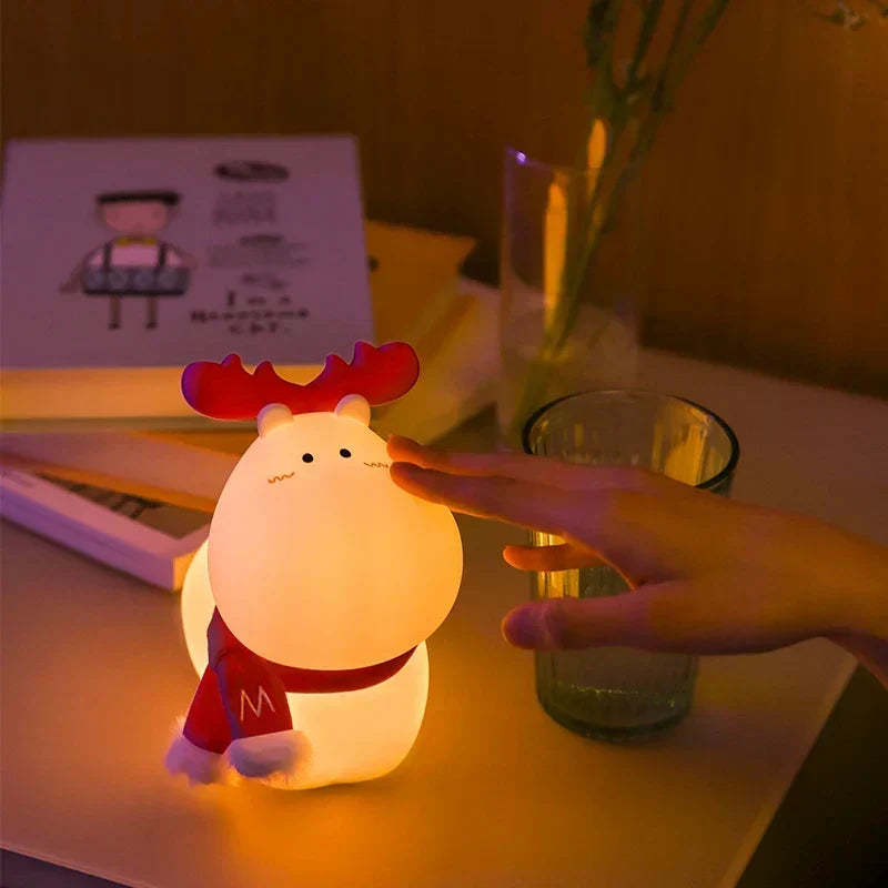 Veilleuse renne pour enfant – silicone, LED rechargeable USB