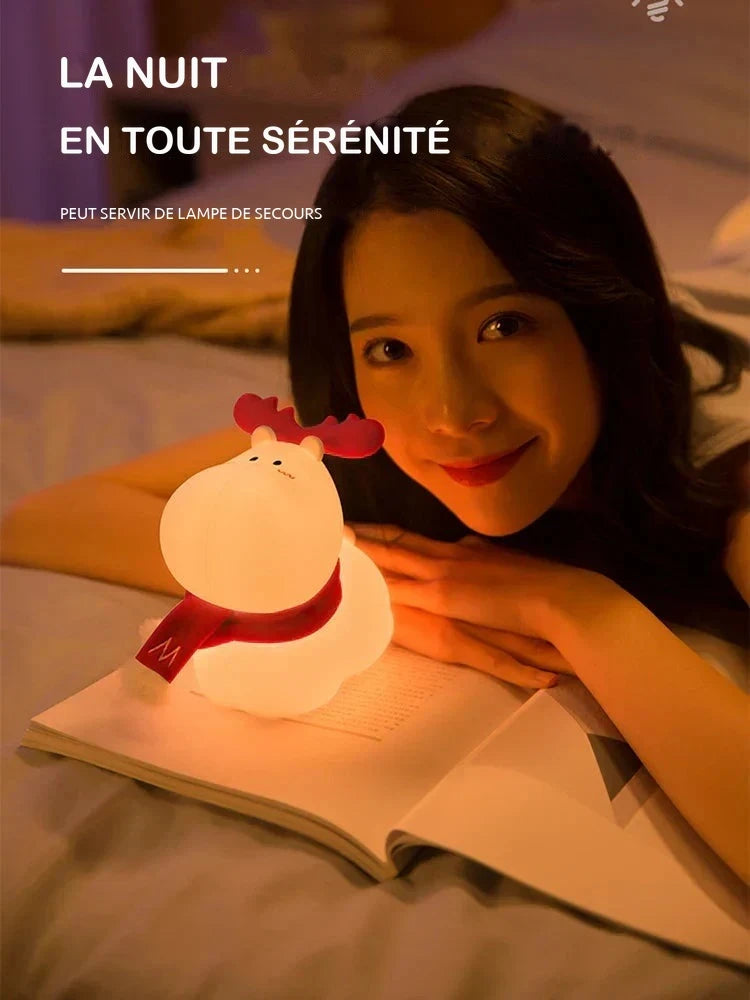 Veilleuse renne pour enfant – silicone, LED rechargeable USB