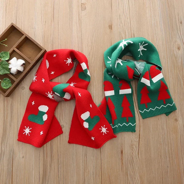 Écharpe de Noël en laine pour enfant – motifs festifs 20 x 130 cm