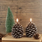 Bougie LED pomme de pin – flamme vacillante sans feu