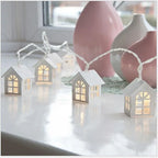 Guirlande lumineuse maisonnettes en bois – LED blanc chaud
