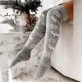 Chaussettes hautes en maille pour femme – motif flocons