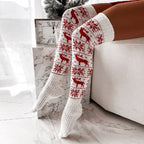 Chaussettes hautes en maille pour femme – motif flocons