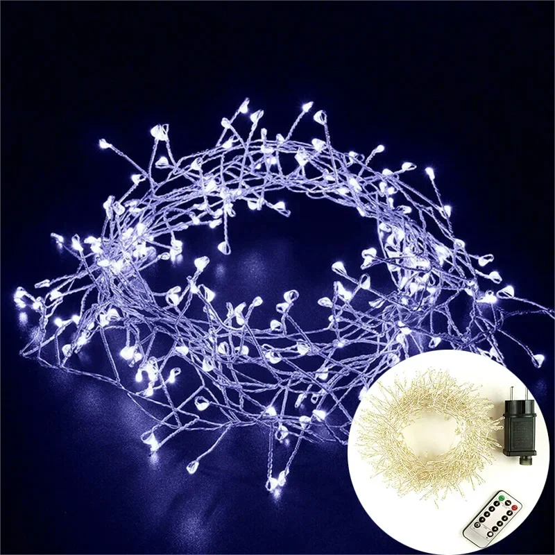 Guirlande LED cluster sur fil argenté – Intérieur et extérieur