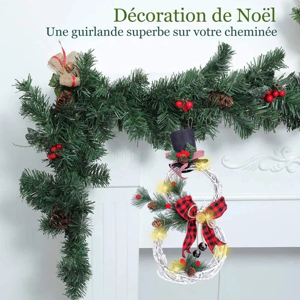Couronne bonhomme de neige lumineuse – LED sur piles, 40 x 21 cm