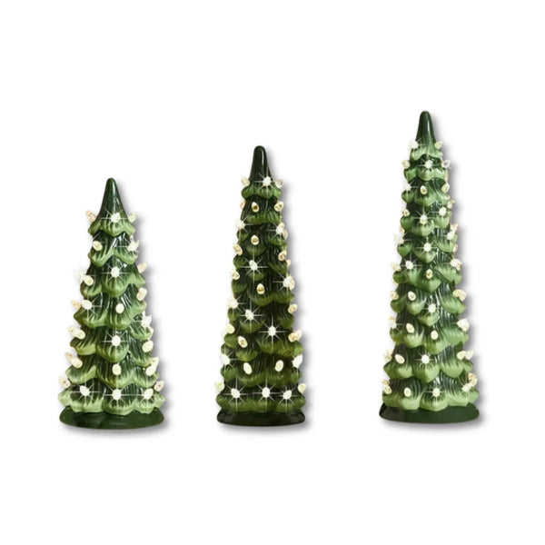 Sapin de Noël lumineux en céramique – LED, piles et minuterie