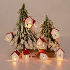 Décoration de Noël en bois véritable – LED blanc chaud à piles