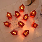 Décoration de Noël en bois véritable – LED blanc chaud à piles