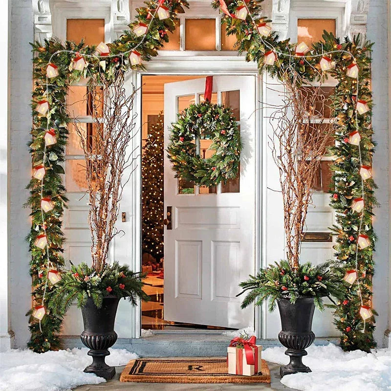 Décoration de Noël en bois véritable – LED blanc chaud à piles