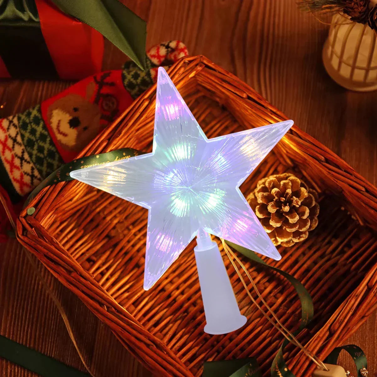 Cimier de sapin lumineux LED – fonctionne sur piles