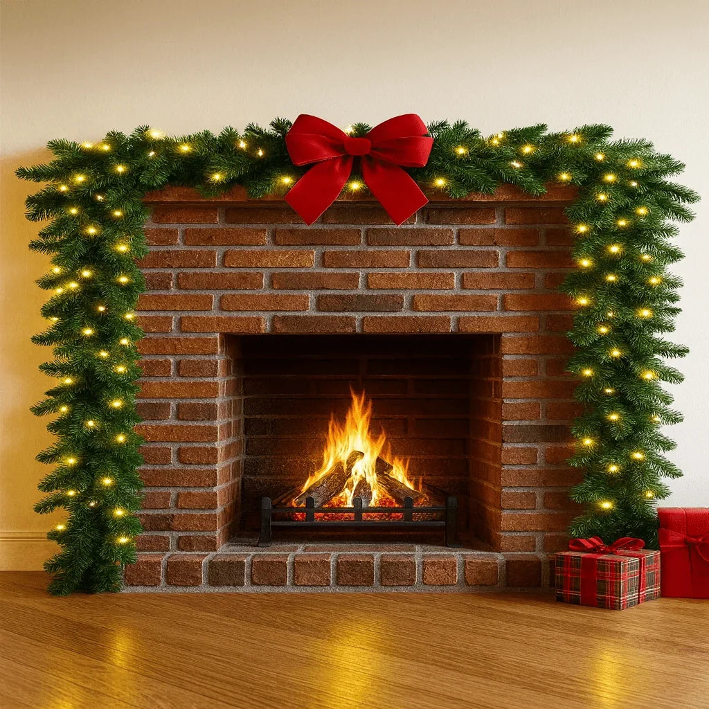 Guirlande de sapin lumineuse – 100 LED blanc chaud, 2,7 m
