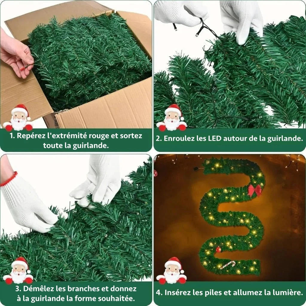 Guirlande de sapin lumineuse – 100 LED blanc chaud, 2,7 m