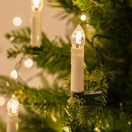 Bougies LED à pince pour sapin – guirlande blanc chaud de 14,7 m
