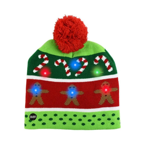 Bonnet de Noël lumineux en maille – LED tricolores