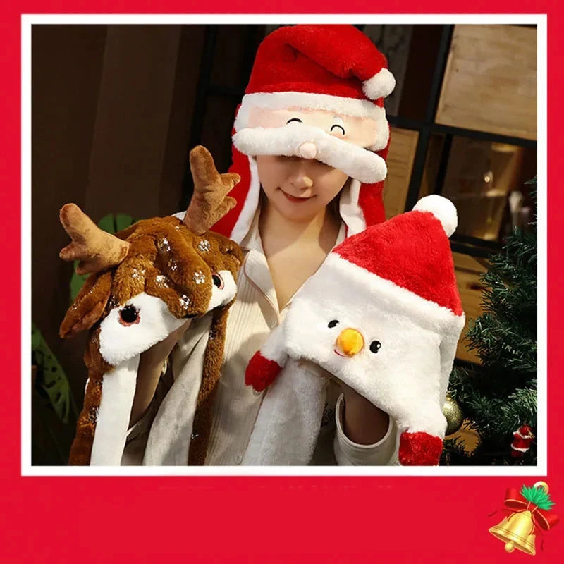 Bonnet de Noël en peluche – doublure épaisse, taille unique