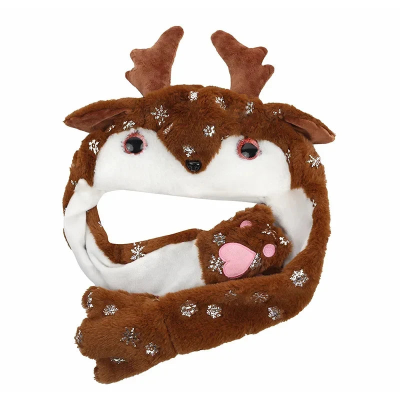 Bonnet de Noël en peluche – doublure épaisse, taille unique